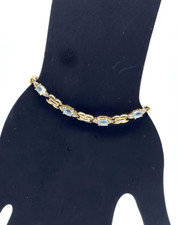 .925 Han Thai Vermeil blue topaz and rhinestone tennis bracelet, size 7 picture
