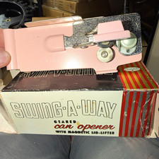 Vintage Swing-A-Way 607P PINK Can Opener NOS Unused w/ Original Box MCM RARE picture