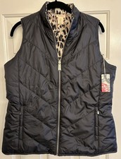 NWT Tommy Bahama Women’s Small Reversible Puffer Vest Zip Pockets Black picture