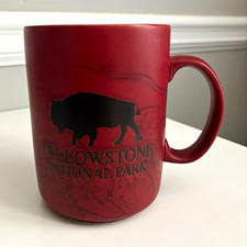 Yellowstone National Park Bison Graphic Red Mug 16oz, National Parks Theme picture