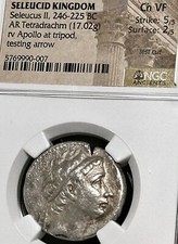 Seleucid Kingdom Seleucus II AR Tetradrachm NGC Ch VF 246-225 BC Apollo Arrow picture