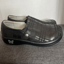 Alegria By PG Lite Keli Prof Leather Clogs “Plaid To Meet You” Black Sz 39 picture
