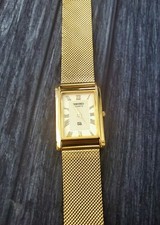 Vintage Tank Rectangular Slim Champaign Dial Milanese band Mens Watch 🌟 picture