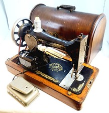 1917 Singer Electric Sewing Machine 66 Bentwood Case Well Maintained see Video picture