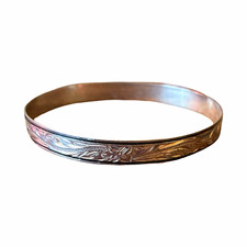 Rare Sterling Silver Hawaiian Style Floral Flower 925 Bracelet Bangle picture