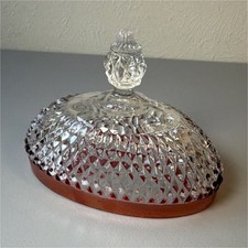Vintage Retro Indiana Clear Red Glass Butter Lid Replacement  picture