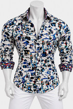 Robert Graham Mens L Abstract Print Long Sleeve Shirt Multicolor Button Up picture