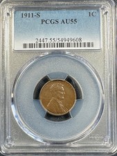 1911-S  LINCOLN CENT   PCGS  AU55  KEY DATE picture