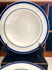 ( 4 ) WILLIAMS-SONOMA BRASSERIE BLUE LG RIM SOUP BOWLS  9”    **EUC** picture