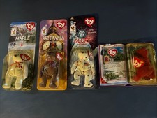 New 1999 Ty Teenie Beanie Babies McDonalds International Set Of 3 Plus REX picture