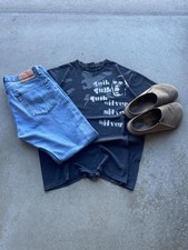 Vintage Quiksilver Faded Black stencil graphic tee size M picture