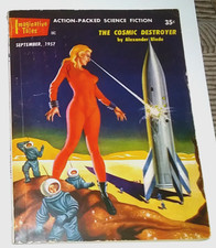 IMAGINATIVE TALES Sept 1957 Giant Blonde Bombshell Destroys Puny Earth Spaceship picture