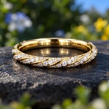 0.5CT Round Cut Moissanite Mens Eternity Band for Husband 14K Yellow Gold Plated picture