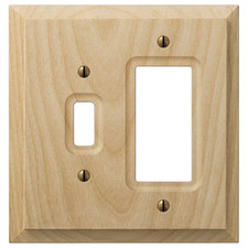 Cabin 2 Gang 1-Toggle and 1-Rocker Wood Wall Plate - Unfinished picture