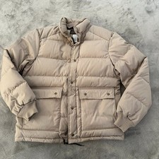 Vintage Eddie Bauer Down Filled Puffer Coat Tan Men's LARGE *no hood* USA Made picture