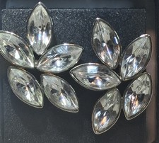 Vintage marquise cut rhinestone in silver tone setting cluster earrings pierced picture