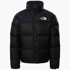 The North Face Men's Black Puffer Jacket Full Zip Logo Stand-Up Collar picture