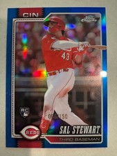 2026 Topps Chrome Sal Stewart RC TRUE BLUE REFRACTOR 66/150 #6 Reds picture