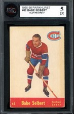 1955-56 PARKHURST Hockey NHL #62 Babe Seibert HOF OTG KSA 5 EX Canadiens Card picture