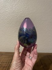 Vintage ‘Brian Maytum’ Hand Blown Purple Iridescent Glass Oil Lamp ‘Signed’ picture