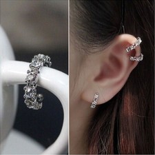 1.20 Ct Round Lab Created Diamond Women Ear Cuff Earring 14k White Gold Finish picture