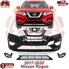 Front Bumper Cover Primed Plastic & Fog Lights Kit For 2017-2020 Nissan Rogue picture
