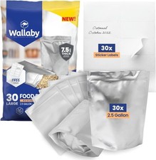 Wallaby 2.5-Gallon Gusset 15 Mil Thick Mylar Bags, Zipper, Labels (30-Pack) picture