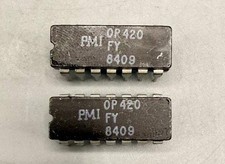 2pc PMI OP420FY Quad Micropower Op-Amp ICs Delco GM 1611901 CerDIP-14 1984 Vtg picture