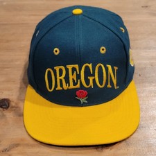 Vintage Oregon Ducks Hat The Game Wool Arch Spell Out Snapback Green 90s picture