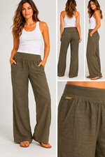 prAna Women’s olive Green Wide-Leg Pants Elastic Waist Pockets Sz S Boho Earthy  picture