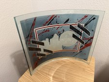 Signed Joan Irving 1988 Abstract Glass Cityscape Sculpture, Architecture Skyline picture
