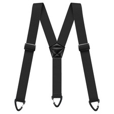 Heavy Duty Suspenders for Men Elastic Adjustable Clip-On Black One Size Fits All picture