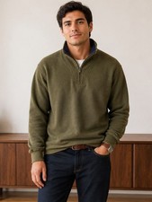 ORVIS Men’s Olive Green Quarter Zip Cotton Blend Pullover Size XL picture