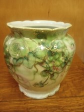 Vintage or Antique Hand Painted Nippon Maple Leaf Mark Floral Vase picture