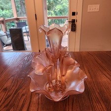 Fenton 75th Anniversary Edition Velva Rose Stretch Glass 5pc Epergne  picture
