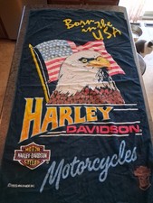 VTG 1985 Holoubek Harley Davidson Born In The USA Beach Towel Cotton picture