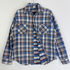 Vintage JC Penney Big Mac Flannel Shirt Mens M Blue Plaid USA Cotton picture