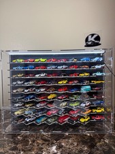 Acrylic standing  display case fits 63 cars (  fits 1:64  Hot Wheels , Matchbox) picture
