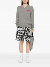 PLAY Comme Des Garcons Double Heart-Patch Wool Sweater Unisex Adults XL Gray picture