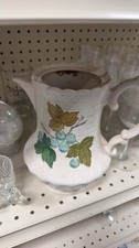 Vintage Ceramic Pitcher with Hand-Painted Grapes and Leaves picture