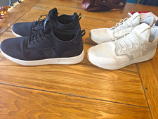 Men's Low Top Lace-Up Athletic Sneakers, Black & White, Lot of 2 Pairs picture
