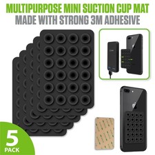 Cellet 5-Pack Multipurpose Mini Suction Cup Mat with Strong 3M Adhesive - Black picture
