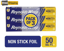 3 pk Reynolds Wrap Non-Stick Aluminum Foil Roll, 12 inches Wide, 50 Sq. Ft. picture