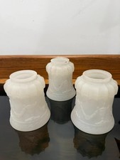 Vintage White Milk Glass Embossed Floral Lamp Shades Set of 3 picture