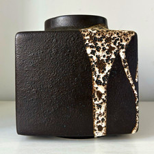 Vintage Lapid Israel Pottery, Mid Century Modern (MCM) Cube/Square Ceramic Vase picture