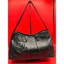 JOOP Vintage Black Croc Embossed Leather Hobo Shoulder Bag Y2K picture