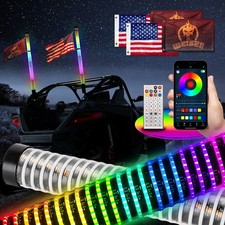 2pcs 1FT/2FT/3FT COB Thick LED Whip Spiral Chasing RGB Fat Whip Lights For UTV picture