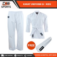 DXM Kids Karate Gi Poly Cotton Preshrunk Karate Martial Arts Uniform w/FREE Belt picture