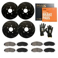 Front & Rear Drilled Slotted Rotors + Pads for 2014-2020 BMW 335i 340i 435i 440i picture