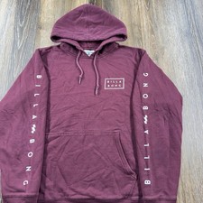 Vintage Billabong Hoodie Mens L Maroon Sweatshirt Skate Surf Spellout Sweater picture